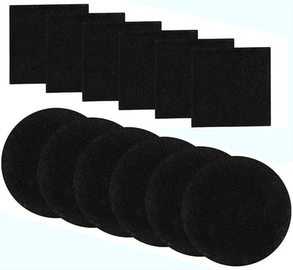 Compost Bin Filters, 12 Pcs, Activated Carbon Filters for 1/1.3 Gallon Compost Bin, Kitchen Compost Pail, 6 Round 6.5 inch and 6 Square 4.65 inch Diameter