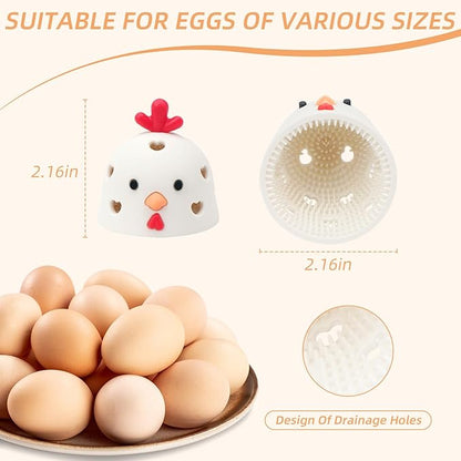 2PCS Silicone Egg Cleaner for Fresh Eggs, Egg Washer for Fresh Eggs, Egg Scrubber for Fresh Eggs, Reusable Cleaning Tools for Chicken Coop Accessories Cute Easter Gifts (White + Brown)