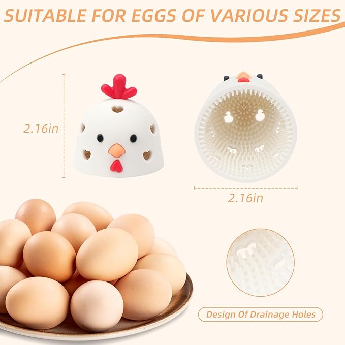 Silicone Egg Brush Cleaner, Egg Washer for Fresh Eggs, Egg Cleaner for Fresh Eggs, Egg Scrubber for Fresh Eggs, Reusable Cleaning Tools for Egg Washer (White)