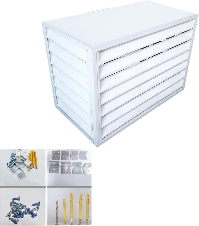 Aluminum Outdoor Condenser Protective Cover, freestanding Enclosure to Cover Garbage Or Ac Units, beautiful and durable appearance, suitable for gardens, balconies, walls, courtyards ( Color : FOUR-WH