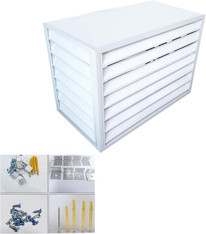 Aluminum Outdoor Condenser Protective Cover, freestanding Enclosure to Cover Garbage Or Ac Units, beautiful and durable appearance, suitable for gardens, balconies, walls, courtyards ( Color : FOUR-WH