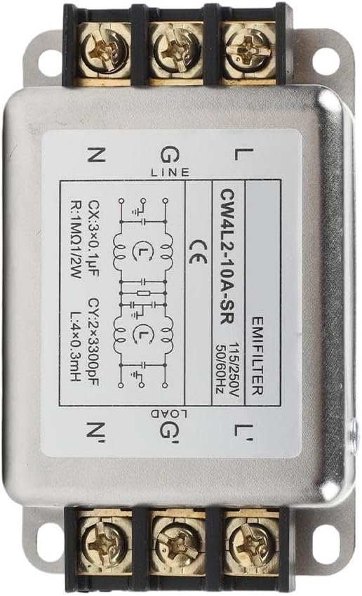 Single-Phase Two-Stage Power Supply Filter for Industrial Equipment — Conducted Noise Suppressor, Compact Chassis Mount, Alloy Housing, 250V, 3A/6A/10A/20A(10A)