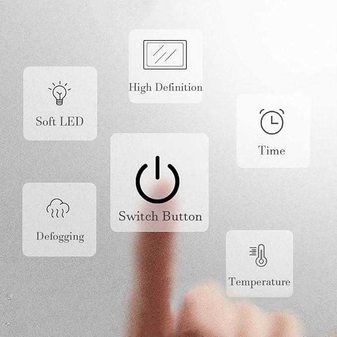 LTSRLL Frameless Illuminated LED Bathroom Wall Mirror with Touch, Demister Pad and Dimmable Lights & 3 Colors for Makeup Shaving and Bath Vanity IP44(Translucent,80cm/31.5in)