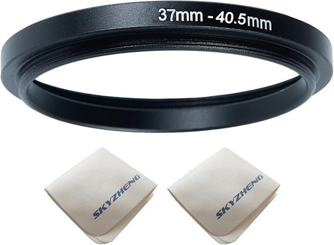 37mm Lens to 40.5mm Camera Lens Adapter 37mm to 40.5mm Step Up Ring Adapter Ring for All Brands of UV ND CPL, with Premium Lens Wiping Cloth 2 Pack (37mm-40.5mm)