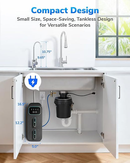 E6 600GPD Compact Space-Saving Under Sink RO Water Filter, Reverse Osmosis, 9 Stage Tankless RO Water Filtration System 600 GPD Fast Flow, High Pure to Drain RO Filter Water Purification