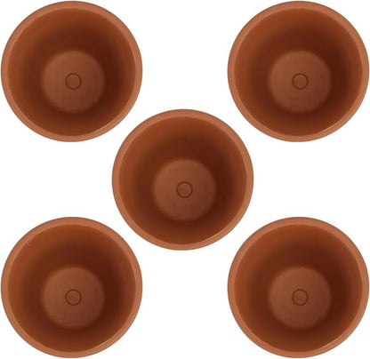 Red Clay Baked Clay Succulent Flower Pots with Saucers, 8x8cm Indoor Outdoor Decorative Terracotta Planters Set of 5 for Garden and Home Planting