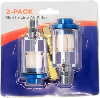 beduan Water Oil Separator Filter, 1/4" NPT Male and Female Thread Spray Gun Filters Air Line Compressor Fitting （Pack of 2）