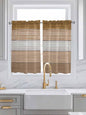 Retro Farm Wood Board Window Valance Curtains, Brown Graduality Striped Light Filtering Kitchen Valance with 3-inch Rod Pocket for Living Room Bathroom Bedroom,2 Panel,52x54In