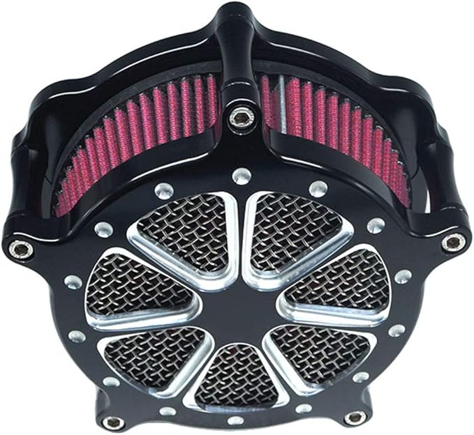 Air Filter Intake Cnc Cut Air Cleaner Venturi Motorcycle Chrome Kit for Harley Dyna 2000 - 2017 Softail 2000 - 2015 Touring 2000 - 2007 Fitment - B (Red)