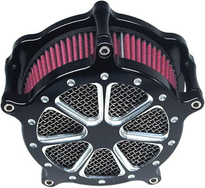 Air Filter Intake Cnc Cut Air Cleaner Venturi Motorcycle Chrome Kit for Harley Dyna 2000 - 2017 Softail 2000 - 2015 Touring 2000 - 2007 Fitment - B (Red)