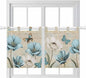Spring Flowers Kitchen Curtains 36 Inch Length, Small Window Curtains Tab Top, Vintage Rustic Tulips Floral Butterfly Khaki Light Filtering Short Window Treatments Tier Drapes 27.5"x36" 2 Panel