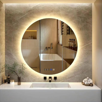 LTSRLL Frameless Illuminated LED Bathroom Wall Mirror with Touch, Demister Pad and Dimmable Lights & 3 Colors for Makeup Shaving and Bath Vanity IP44(Backlight,80cm/31.5in)