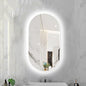 Oval LED Illuminated Bathroom Mirror, Wall-mounted Vanity Makeup Mirror with Demister Pad, 3 Dimmable Color Temperatures & Touch Control, Metal Frame Anti-Fog Lighted Wall Mirror ( Color : White Frame