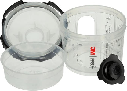 3M 26000 PPS 2.0 Spray Gun Cup, Lids and Liners Kit, Standard, 200-Micron Filter, 22 Ounces, BLACK,SILVER