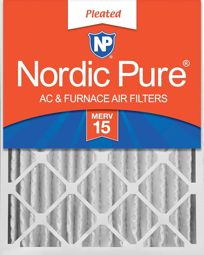 Nordic Pure 16x24x4 (Actual Size: 15 3/8 x 23 3/8 x 3 5/8) Pleated MERV 15 Air Filter 1 Pack