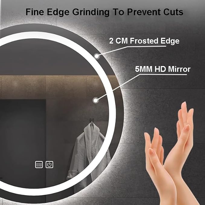 Vanity Mirror Round Illuminated LED Bathroom Mirror with Touch Sensor Switch Dimming Function Demister Pad 3 Colors Temperature Suitable for Vanity Bathroom Or Bedroom(31in)
