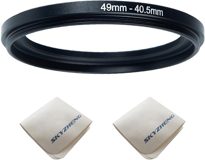 49mm Lens to 40.5mm Camera Lens Adapter 49mm to 40.5mm Step Down Ring Adapter Ring for All Brands of UV ND CPL, with Premium Lens Wiping Cloth 2 Pack (49mm-40.5mm)