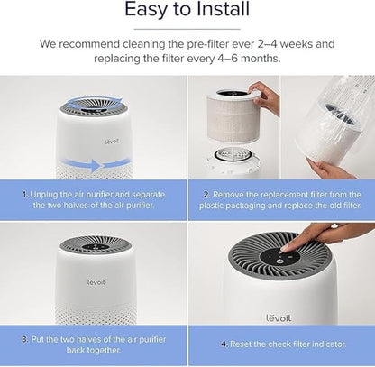 LEVOIT Genuine Core Mini-P Replacement Filter, Core Mini-RF Air Purifier Filters, Supports HEPA Sleep Mode, High-Efficiency Activated Carbon for Removal of Smoke, Odor, Allergens, Pollen, 2 Pack,White