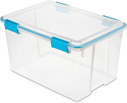 Sterilite 4 Pack Gasket Box, Weather-Resistant Storage Bins with Latching Lids, 54 Quart - Heavy-Duty Organizing Containers for Closet, Bathroom, and Office