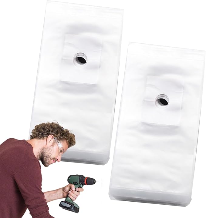 Drill Dust Cover Collector – Hole Cutter Dust Bag, Drill Debris Collector | 100PCS Installation Dust Control Bag, Dust Blocker Kit for Concrete Wall Boring, Efficient Seall Pouch for Corded Drill Use