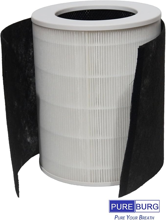 PUREBURG Replacement Filter Compatible with Dhyala KJ02 Air Purifier,2-Pack HEPA Activated Carbon 2-in-1 & 4 Pre-Filters For Air Clean Dust VOCs Odor 3-Stage Filtration