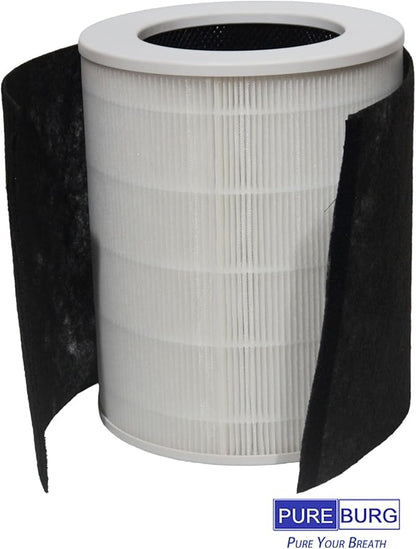 PUREBURG Replacement Filter Compatible with Dhyala KJ02 Air Purifier,2-Pack HEPA Activated Carbon 2-in-1 & 4 Pre-Filters For Air Clean Dust VOCs Odor 3-Stage Filtration
