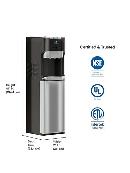 Brio 400 Series Self-Cleaning UV Bottleless Water Cooler Dispenser - with 2-Stage Water Filter and Installation Kit, Tri Temp Dispense, Child Safety Lock - UL Approved