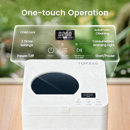 TOPZEE Electric Compost Bin for Kitchen - 3L Countertop Composter with Odorless Auto-Cleaning, Turns Food Waste to Fertilizer in 4 Hours, for Indoor Home Use, White