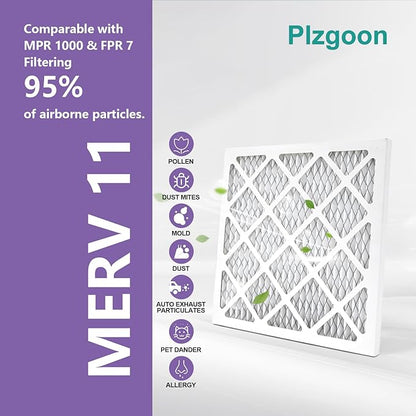 12x12x1 AC Furnace Air Filter MERV 11 MPR 1000 (6 Pack) Pleated HVAC Furnace Air Conditioner Filters (Exact Dimensions: 11.81"L x 11.81"W x 0.79"Th)