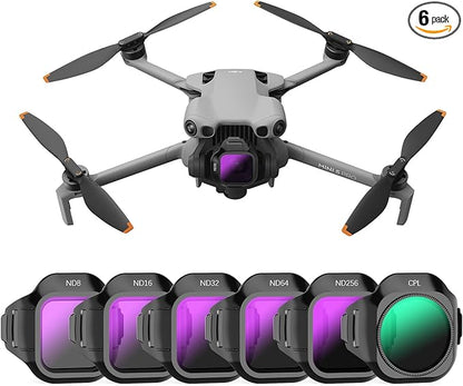 FPVtosky ND & CPL Filter Set Compatible with DJI Mini 5 Pro, Multi-Coated Optical Glass Filter Drone Camera Accessories (6Pack-CPL+ND8/16/32/64/256)