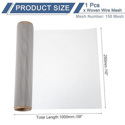 uxcell 150 Mesh 39" x 10" Woven Wire Mesh, 316 Stainless Steel Air Vent Filter Screen, Window Screen Mesh for DIY Projects Vents Cover Filtration Animals Fence