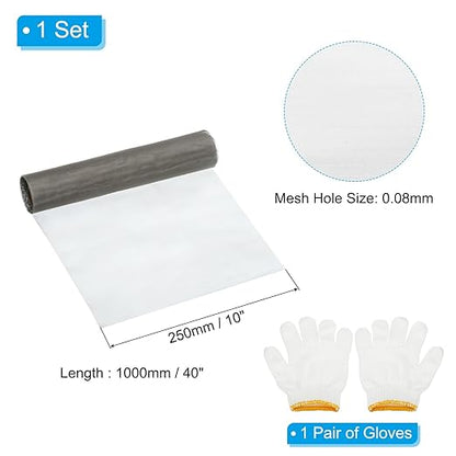 PATIKIL 40" L x 10" W Woven Wire Mesh, 200 Mesh 304 Stainless Steel Air Vent Filter Screen with Gloves for Window Security Vent Cover Filtration Animals Fence