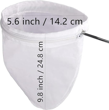 WMKGG Ultra Fine Mesh Strainer Bags, Reusable Mesh Filter Bags with Stainless Steel Handle Frame for Filter NutMilk, Coffee, Milk, Butter, Juices and Fresh Cheese (Small Size)