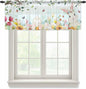 Easter Sheer Valances for Windows 54"x18", Light Filtering Kitchen Curtains Valance, Spring Watercolor Bunny Eggs Tulip Flower Plant Rod Pocket Chiffon Curtains for Living Room Bedroom Cafe