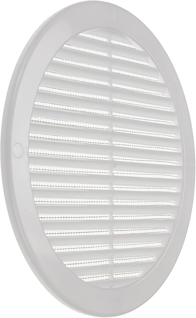 Vent Systems 8" Inch (Opening Dimensions) - Pack of 2 - White Soffit Vent Cover - Plastic Round Air Vent Grille - Built-in Mesh Screen - HVAC Register Louver for Bathroom, Home, Kitchen