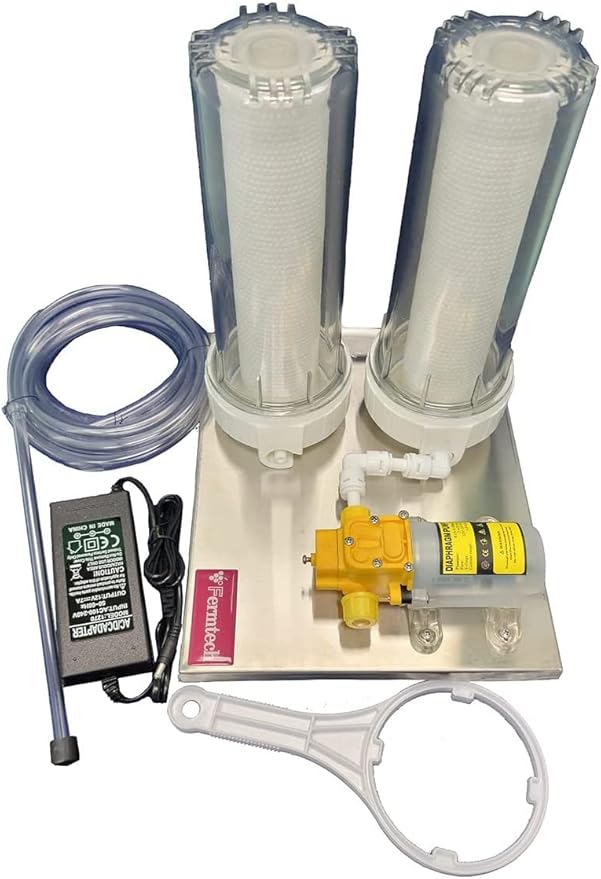 Fermtech Mini 2 Electric Sediment Filter Starter Kit with Pre-Screen, Bundle of Filters. Stainless Steel Wine/Beer/Juice/Kombucha/Liquid Filtering System. Home Pro 10 Inch. Jet Filtration Technology.