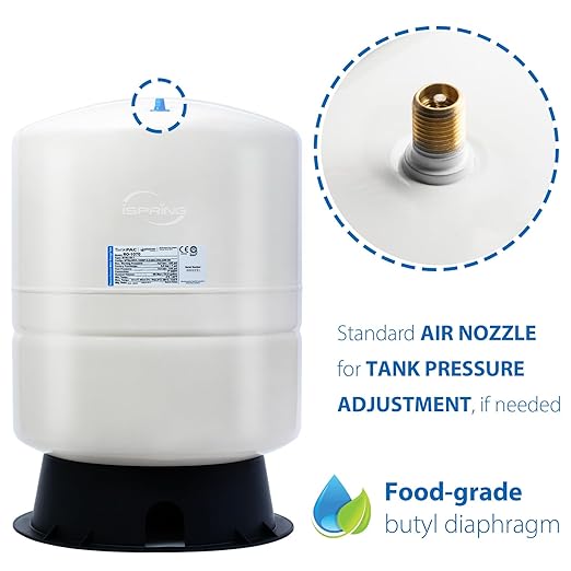 iSpring T11M 11 Gallon Pre-Pressurized Water Storage Reverse Osmosis Systems ro Tank, White