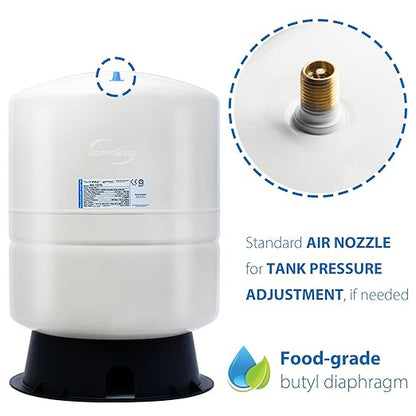 iSpring T11M 11 Gallon Pre-Pressurized Water Storage Reverse Osmosis Systems ro Tank, White
