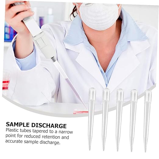 50pcs Transparent Disposable Pipette Tips for Laboratory Use Plastic Liquid Pipettor Nozzle Accessories with Narrow Point Design for Accurate Sample Transfer and Reduced Retention