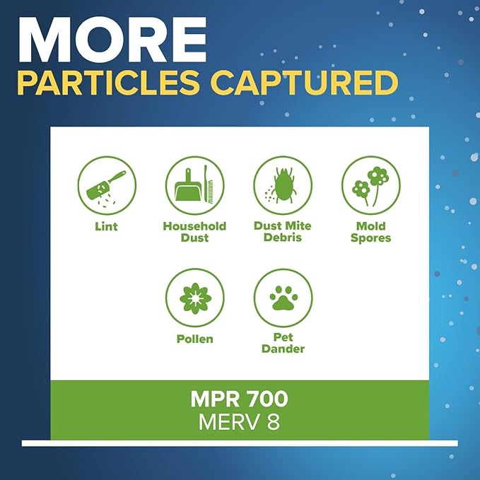 Filtrete 12x36x1 AC Furnace Air Filter, MERV 8, MPR 700, Tough on Pollen, Easy on Airflow, 3-Month Pleated 1-Inch Electrostatic Air Cleaning Filter, 4-Pack (Actual Size 11.69 x 35.69 x 0.81 in)