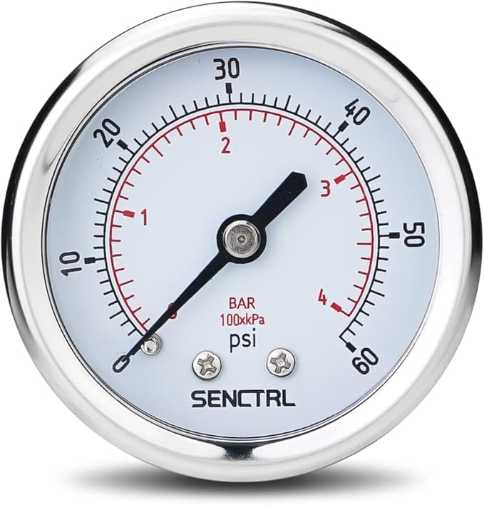 SENCTRL 0-60 Psi Pressure Gauge, 2" Dial, 1/4 NPT Back Mount, Waterproof, Stainless Steel Case, for Swimming Pool Filter Pump Spa Water Air MTB Tire Pressure Test