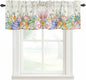 Happy Easter Curtain Valances for Windows, Kitchen Valance Window Treatment, Spring Colorful Eggs Rabbit Ear Feet Flowers Light Filtering Block Curtains for Bathroom/Bedroom/Living Room 42'' x 18''