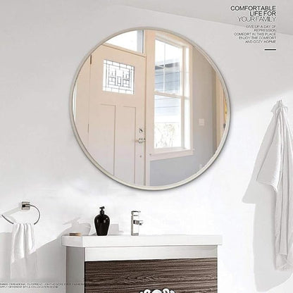 Round LED Bathroom Mirror Demister Pad IP44 Vanity Large Mirror Cold Light Dressing Wall Mirror (Color : Cold Light Size : 60cm) (Gold 80cm)