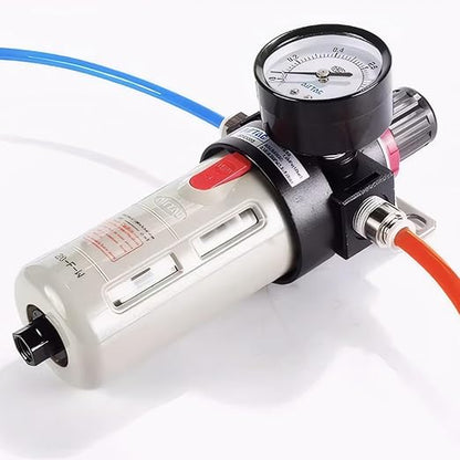 Compressed Air Pressure Filter Regulator Airtac BFR4000 1/2'' NPT 0-140 PSI Combo Piggybac Adjustable,Bracket,Gauge Semi-Auto Drain