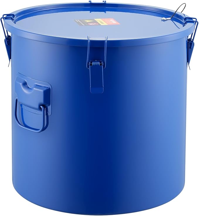 VEVOR Fryer Grease Bucket, 8 Gal Oil Disposal Caddy Carbon Steel Fryer Oil Bucket with Rust-Proof Coating, Oil Transport Container with Lid, Lock Clips, Filter Bag for Hot Cooking Oil Filtering