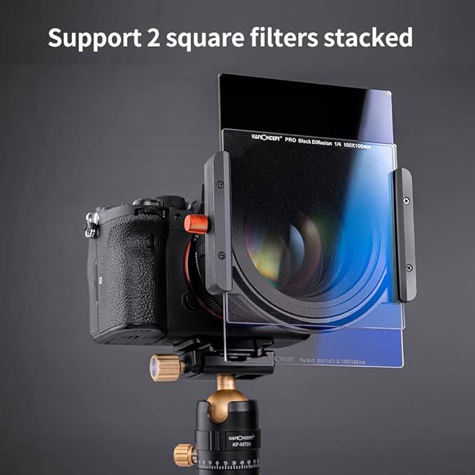 K&F CONCEPT Metal Filter Holder + 8 Filter Adapter Rings (49/52/58/62/67/72/77/82mm) for Square Lens Filter