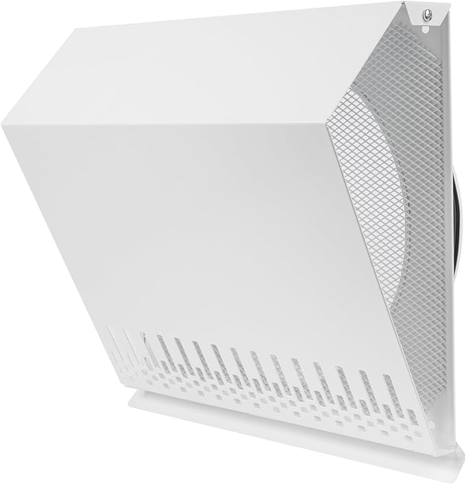Vent Systems 10" Inch Air Supply Vent Cover with Rubber Gasket - White Galvanized Steel - Robust and Weatherproof Outdoor Air Intake Box - Duct or Surface Mounting - Rain and Snow Protection