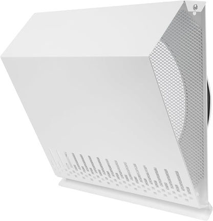Vent Systems 10" Inch Air Supply Vent Cover with Rubber Gasket - White Galvanized Steel - Robust and Weatherproof Outdoor Air Intake Box - Duct or Surface Mounting - Rain and Snow Protection