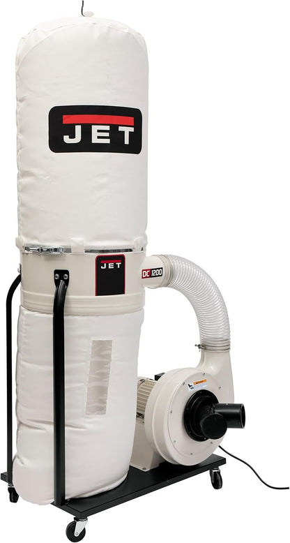 JET Vortex Cone Dust Collector, 30-Micron Bag Filter, 2 HP, 230V 1Ph (Model DC-1200VX-BK1)