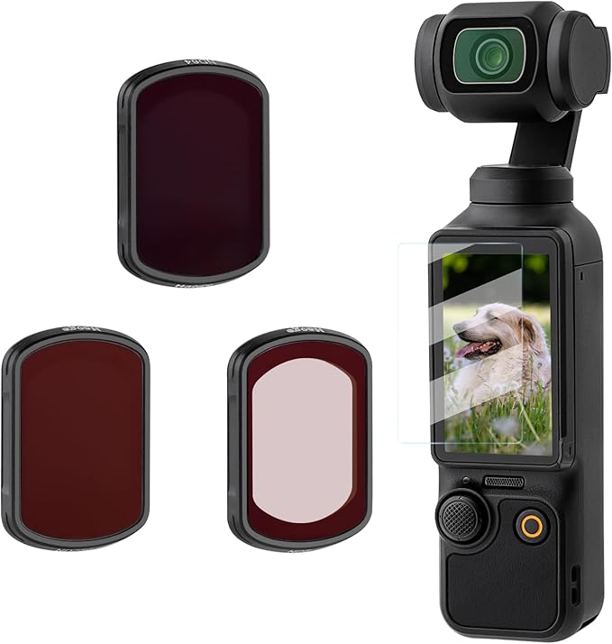 Haoge 3-Pack ND Filter Set for DJI Osmo Pocket 3,with ND8 ND64 ND256 Filters and LCD Screen Protector,Filter kit Vlog Video Accessory,Multi-Coated HD Optical Glass
